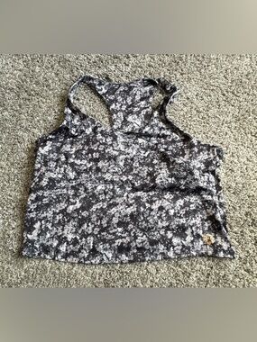 Pro Player Black Floral Racerback Tank with White Print